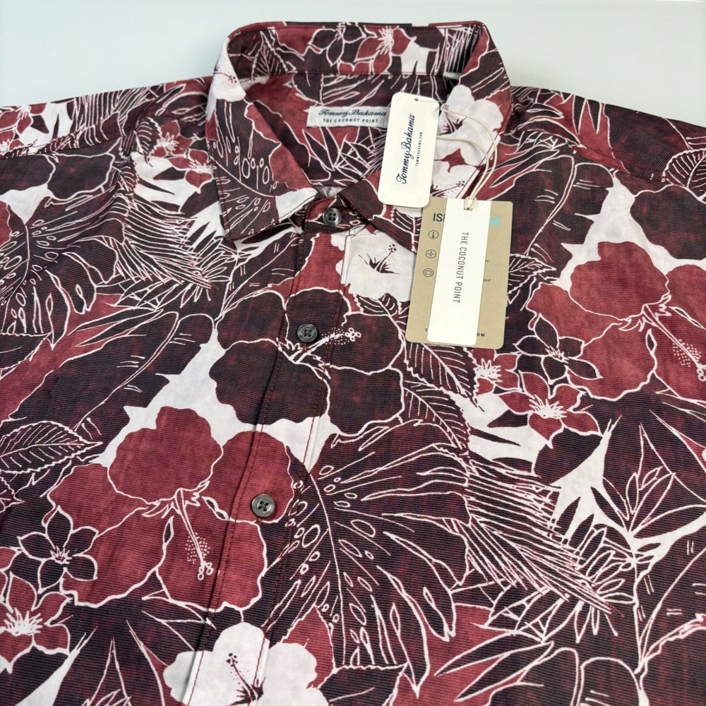 Tommy Bahama Mens XL Maroon Berry Coconut Point Playa Flor Shirt NEW Tropical